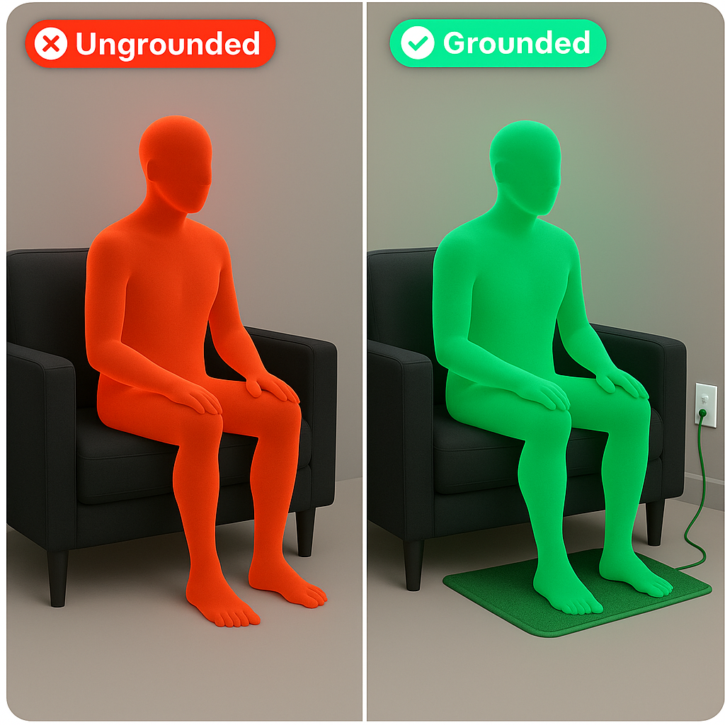 Grounding mat pain relief