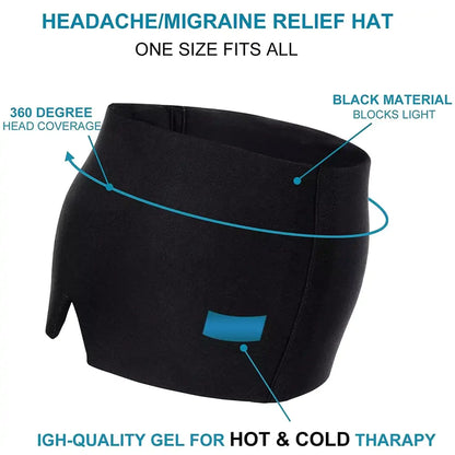 Back view of the QuorraZen™ migraine relief cap displaying full head coverage.