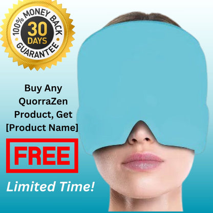  Before and after comparison showing effective headache relief with the QuorraZen™ migraine relief cap.