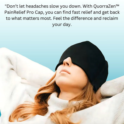 Side view of the QuorraZen™ migraine relief cap highlighting its snug fit.