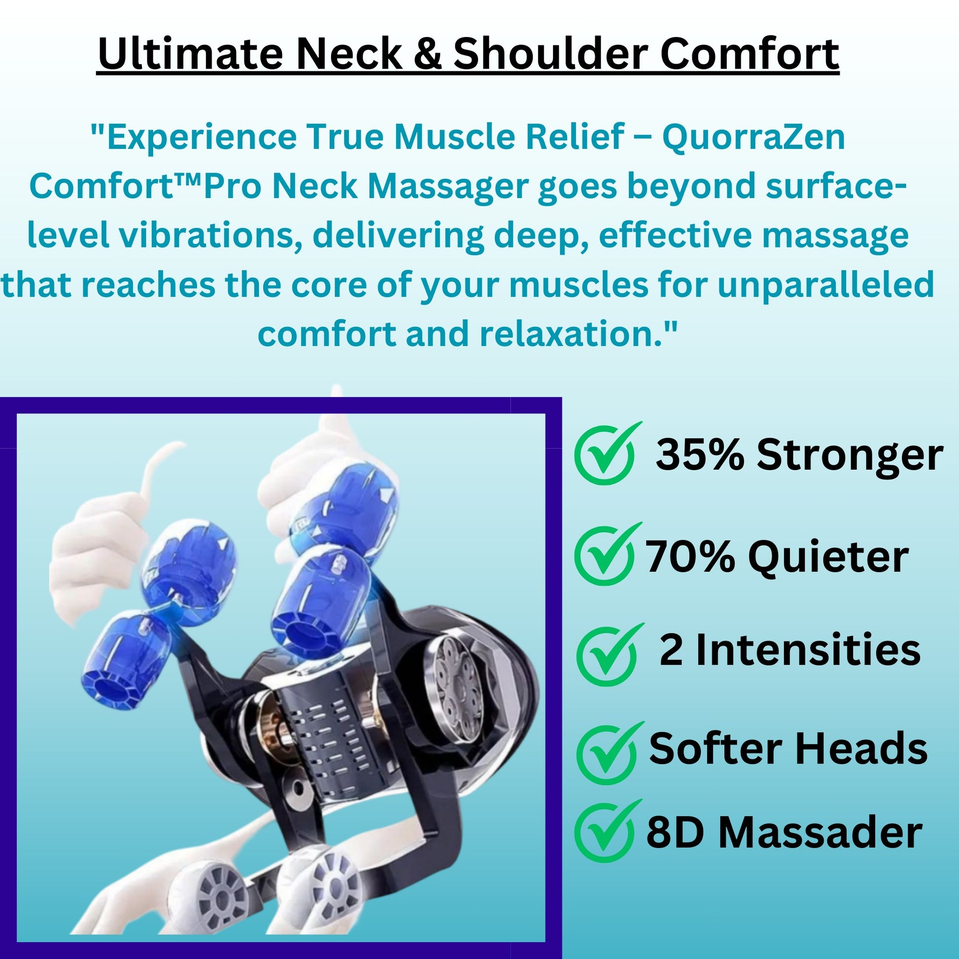  Portable and lightweight Quorrazen™ Neck Pain Relief Device.